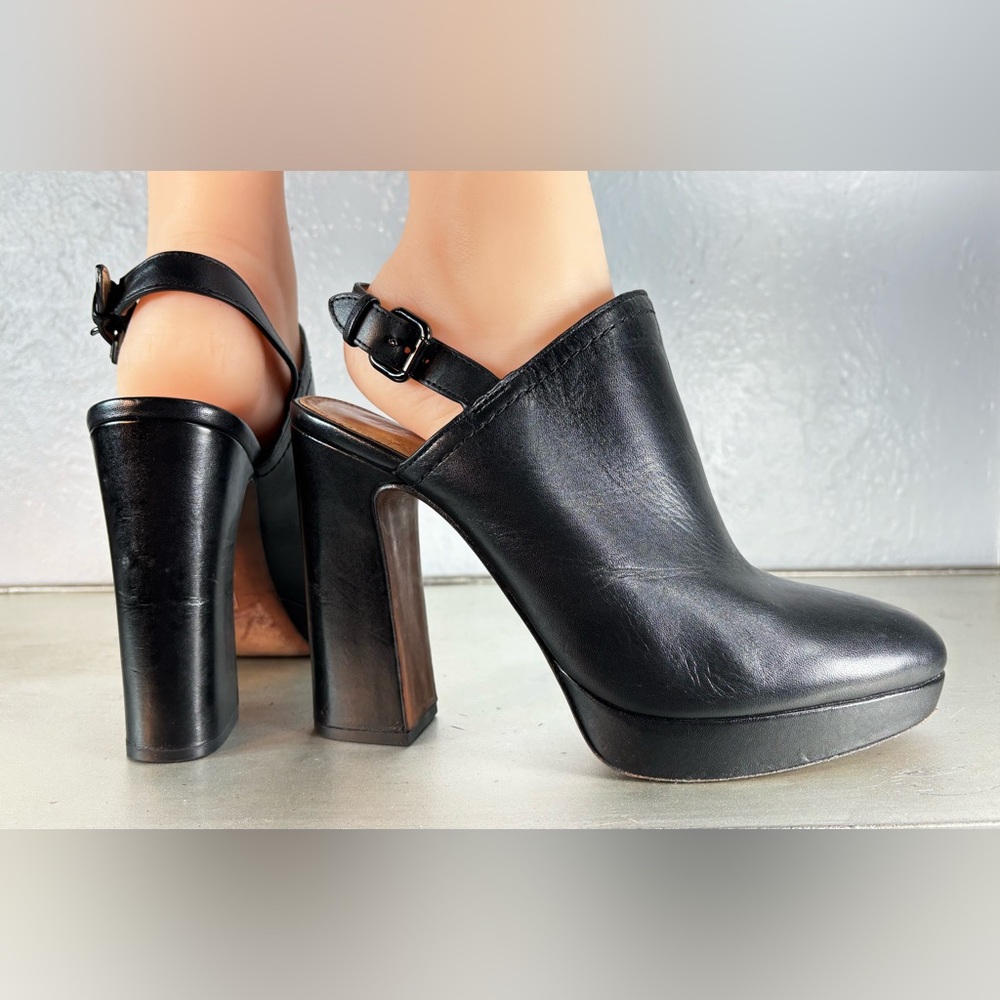 COACH Vintage Black Carmine Slingback Platform Clogs Size 10B - Picture 2 of 15